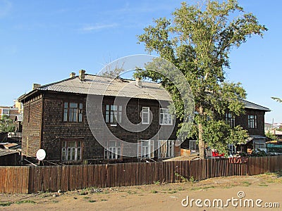 Buryatia, Ulan-Ude,A large, old wooden house. Stock Photo