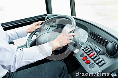 Bus Driver In Cockpit Stock Photo - Image: 56707745