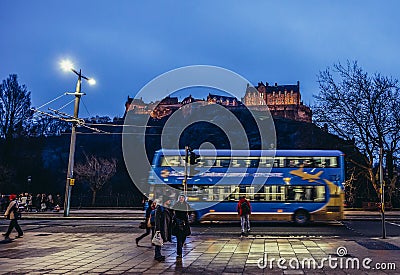 Bus in Edinburgh Editorial Stock Photo