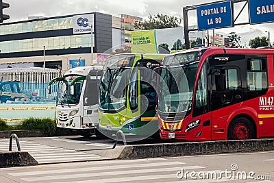 Bus in transmilenio portal 80 Editorial Stock Photo