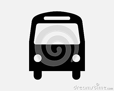 Bus Front View Public Transport Vehicle Van Traffic Road Stand Stop Trip Tour School Coach Shape Icon Sign Symbol EPS Vector Vector Illustration