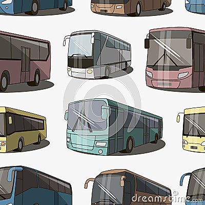 Bus icons set pattern Vector Illustration