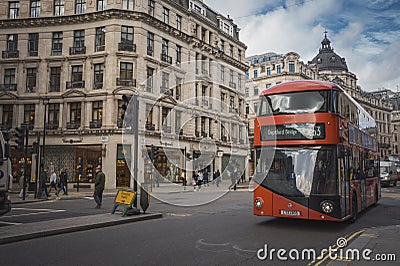 Bus New Routemaster that make up public transport from London Editorial Stock Photo