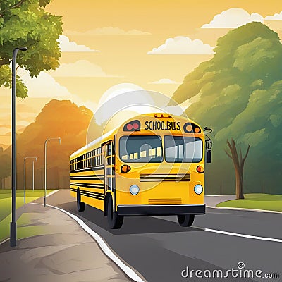 bus school yellow banner background header wallpaper Cartoon Illustration