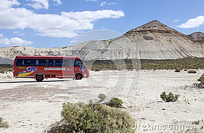 Bus service at the beach near Puerto Madryn, a city in Chubut Province, Patagonia, Argentina Editorial Stock Photo