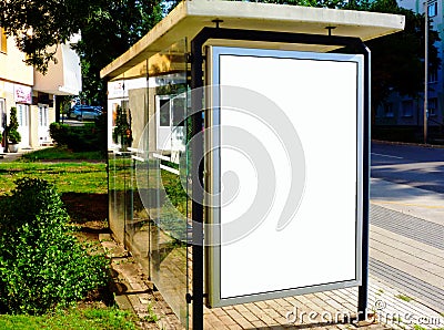 Bus shelter. mock-up background. blank poster ad and billboard light box panel. advertising Stock Photo