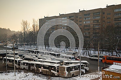 Bus station Balashikha-2. Balashikha, Russia. Editorial Stock Photo