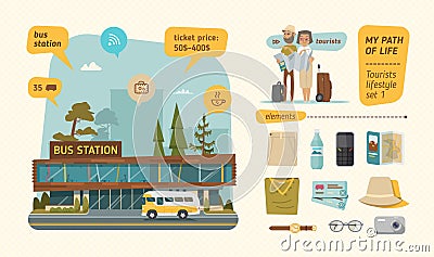 Bus station information Vector Illustration