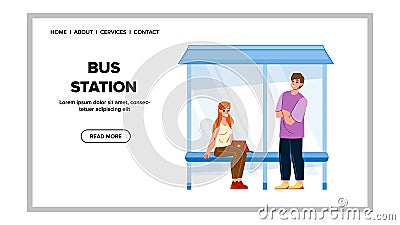 bus station vector Cartoon Illustration