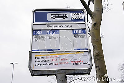 Bus Stop Billboard Gebouw 133 At Schiphol The Netherlands 2019 Editorial Stock Photo