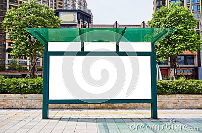 bus stop blank billboard Stock Photo