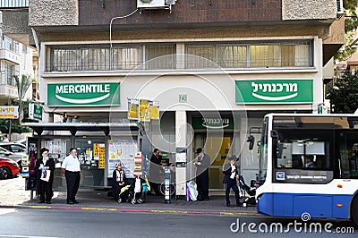 Bus stop in Bnei Brak Editorial Stock Photo