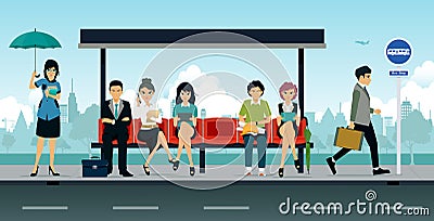 Bus Stop Vector Illustration