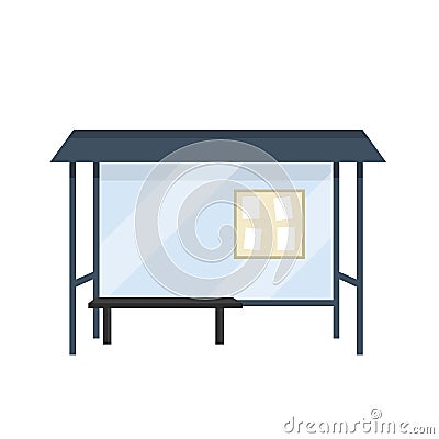 Bus stop. Glass facade and bench. Vector Illustration
