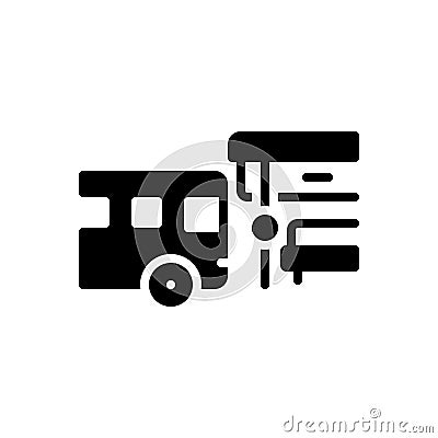 Black solid icon for Bus Stop, school and transport Vector Illustration