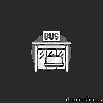 bus stop icon. Filled bus stop icon for website design and mobile, app development. bus stop icon from filled public services Vector Illustration