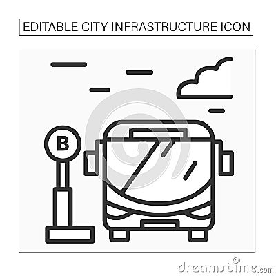 Bus stop line icon Vector Illustration