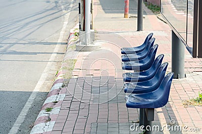Bus stop without people And many chairs Stock Photo
