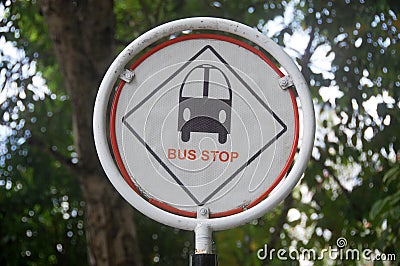 Bus stop road sign at Male city Maldives Stock Photo