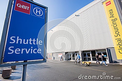 Bus stop of Shuttle service at CeBIT Editorial Stock Photo