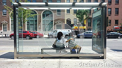 New York City Bus Stop Editorial Stock Photo