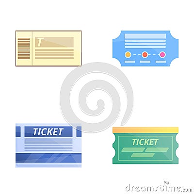 Bus ticket icons set cartoon vector. Various paper bus pass Vector Illustration