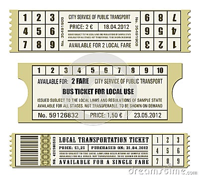 bus ticket set stock image image 31556301