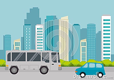 Bus transport public icon Vector Illustration