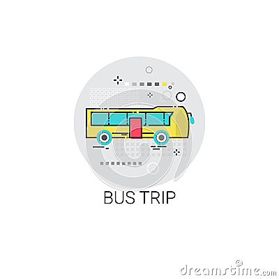 Bus Trip Tour Tourism Transport Icon Vector Illustration