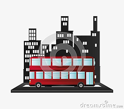 Bus two storied tourist transport urban background Vector Illustration