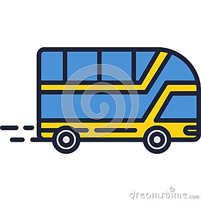 Bus vector travel public transport icon isolated Vector Illustration