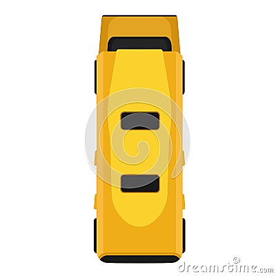 Bus yellow vector flat icon vehicle transportation top view isolated. Cartoon passenger traffic car above. Van pictogram simple Vector Illustration