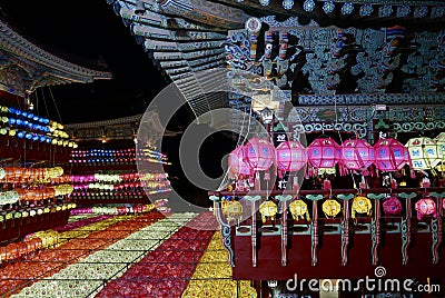 Busan, Korea-May 4, 2017: Samgwangsa temple decorated with lanterns Editorial Stock Photo