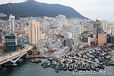 Busan Metropolitan City high view in Korea Editorial Stock Photo