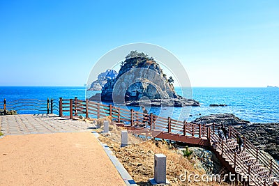 Scenery of Oryukdo sky walk in Busan city Editorial Stock Photo