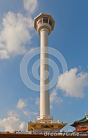 Busan Tower (1973) in Yongdusan Park in Busan, Korea Stock Photo