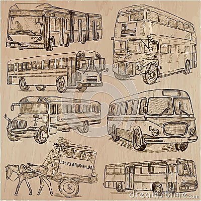 BUSES - An hand drawn vector collection. Freehand sketching. Vector Illustration