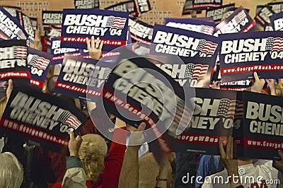 Bush/Cheney signs held by supporters Editorial Stock Photo