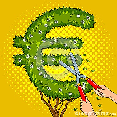 Bush in the form of euro sign pop art vector Vector Illustration