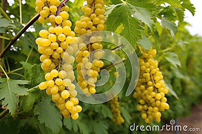 a bush of gooseberries with bright yellow ready-to-harvest fruit Stock Photo