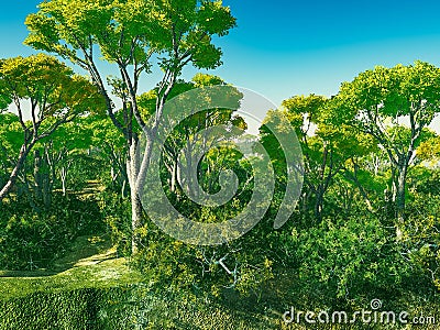 Bush trees in Australia 3d rendering Stock Photo