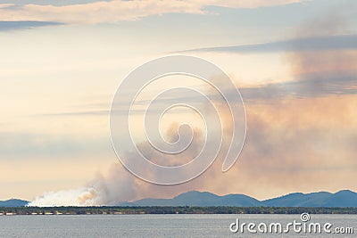 Bushfire near Queensland`s Capricorn Coast, Australia Stock Photo