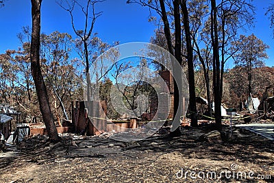 After Bushfires homes razed Stock Photo