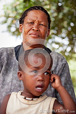 Bushman granny with child Stock Photo