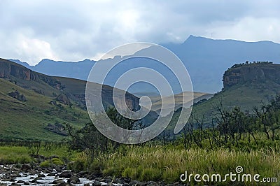 The Bushmans River valley in Giants Castle KwaZulu-Natal nature reserve Stock Photo