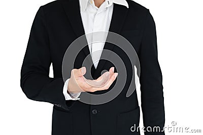 Businees man with hand action isolate Stock Photo