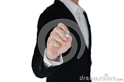 Businees man with hand action isolate Stock Photo