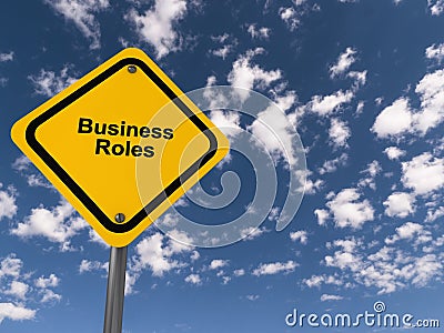 busines roles traffic sign on blue sky Stock Photo