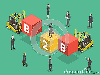 Busines to business flat isometric vector. Vector Illustration