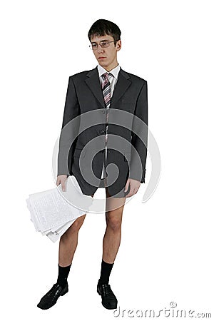 Businesman who lost his trousers Stock Photo